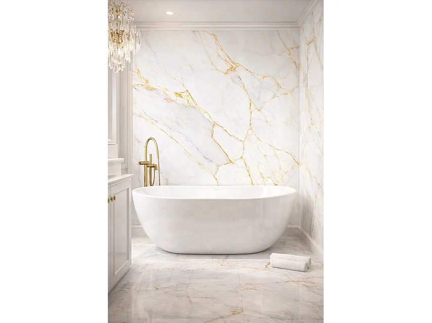 Panneau mural PVC effet marbre LUNA GOLD 122x260 cm - Protocole Home