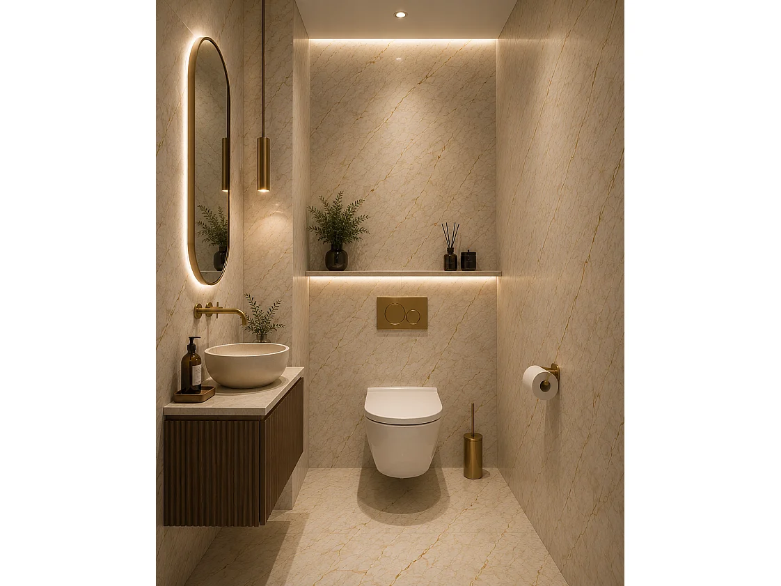 Panneau mural PVC effet marbre 122 x 260 cm - Polyéthylène 3 mm - Protocole Home