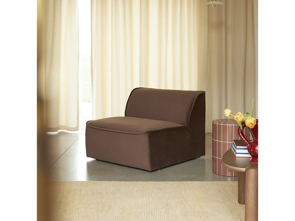 Quinto - Poltrona bassa modulabile in tessuto marrone