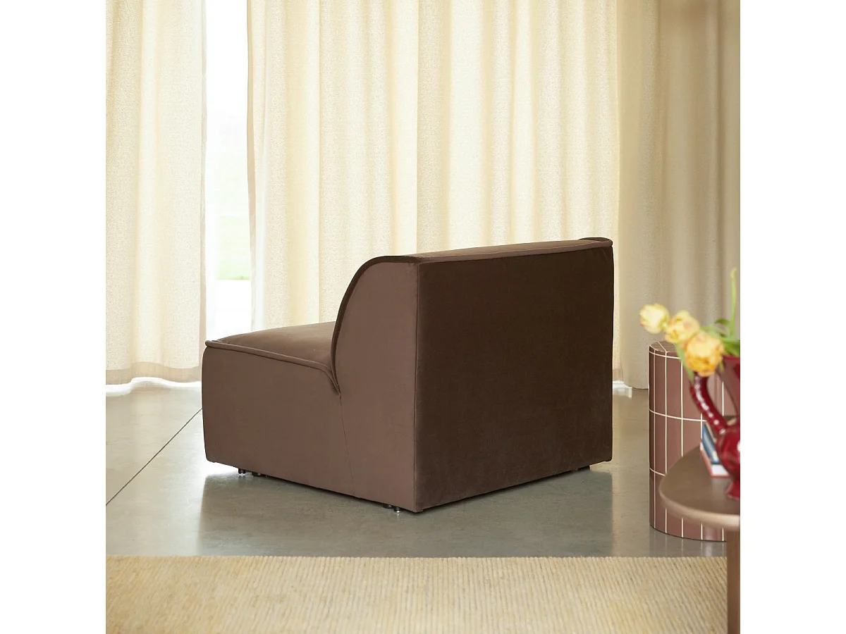 Quinto - Poltrona bassa modulabile in tessuto marrone