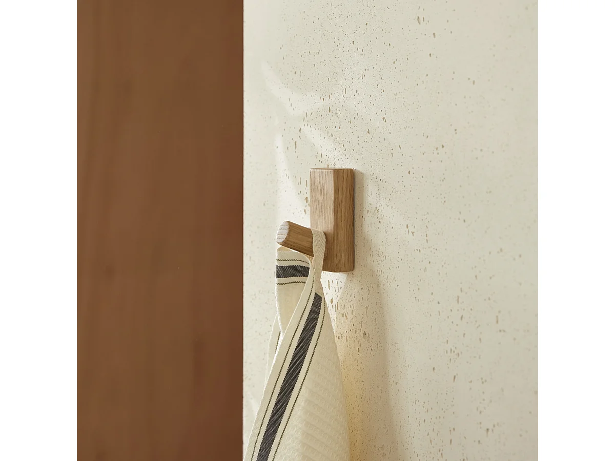 Patère rectangulaire en bois de chêne massif Eda