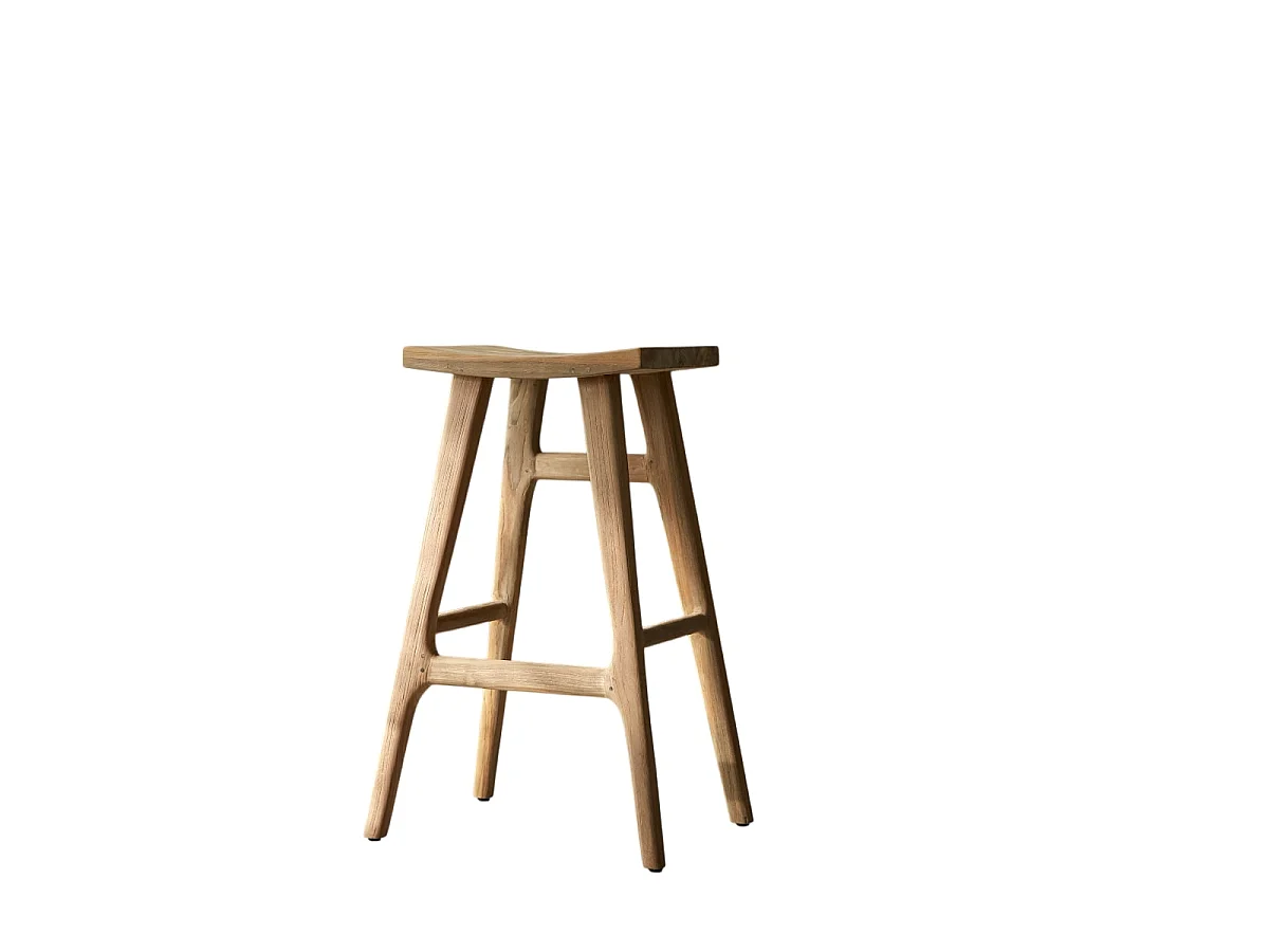 Barhocker Alia aus massivem, recyceltem Teakholz