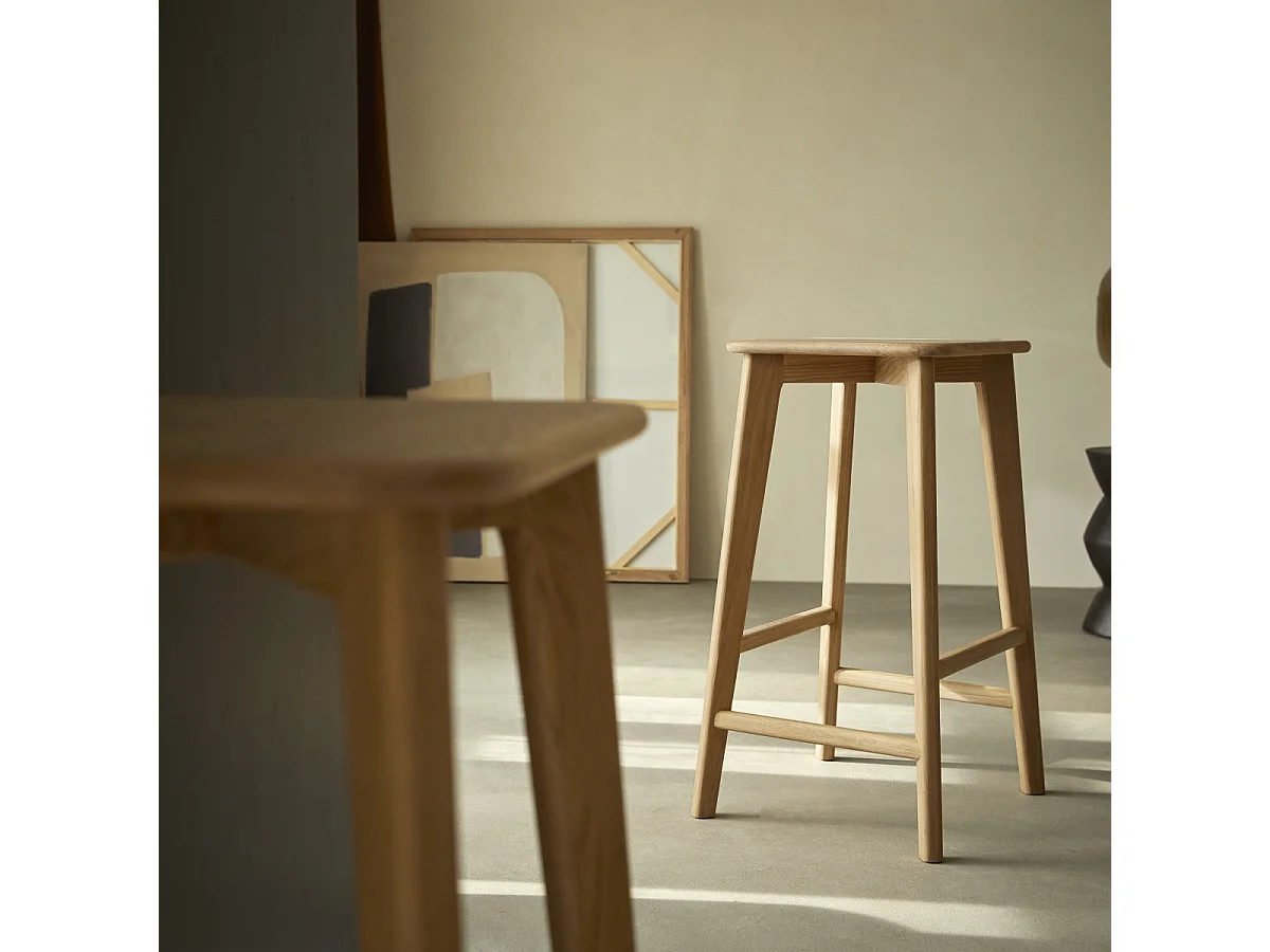 Tabouret de bar en chêne massif Abel