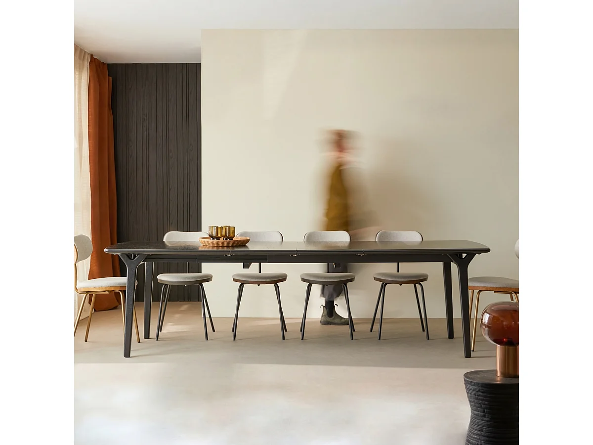Tavolo allungabile in rovere massello black da 6 a 12 persone Clara
