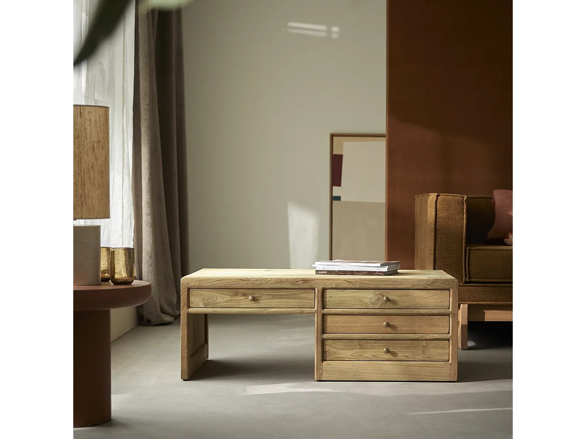Rechteckiger Couchtisch aus massivem, recyceltem Teakholz Issa