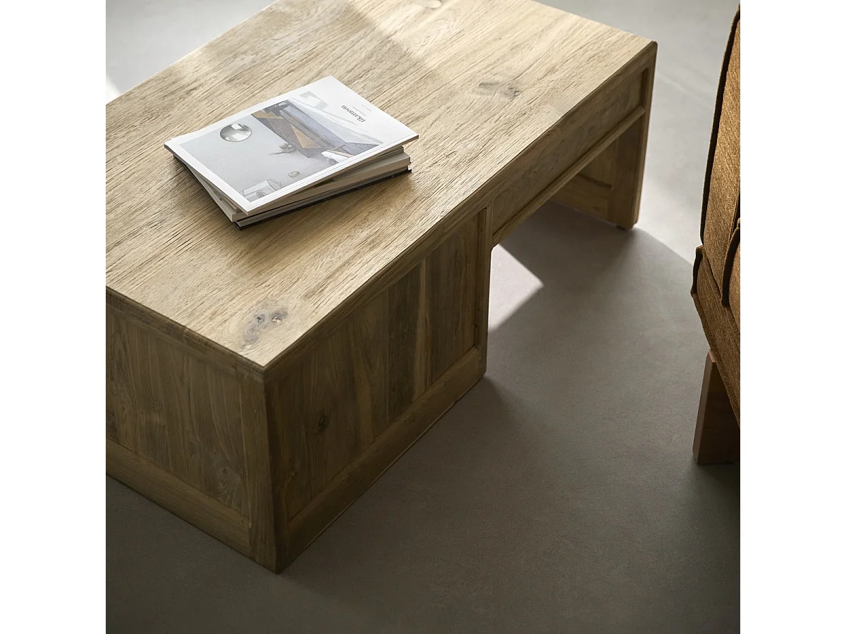 Rechteckiger Couchtisch aus massivem, recyceltem Teakholz Issa