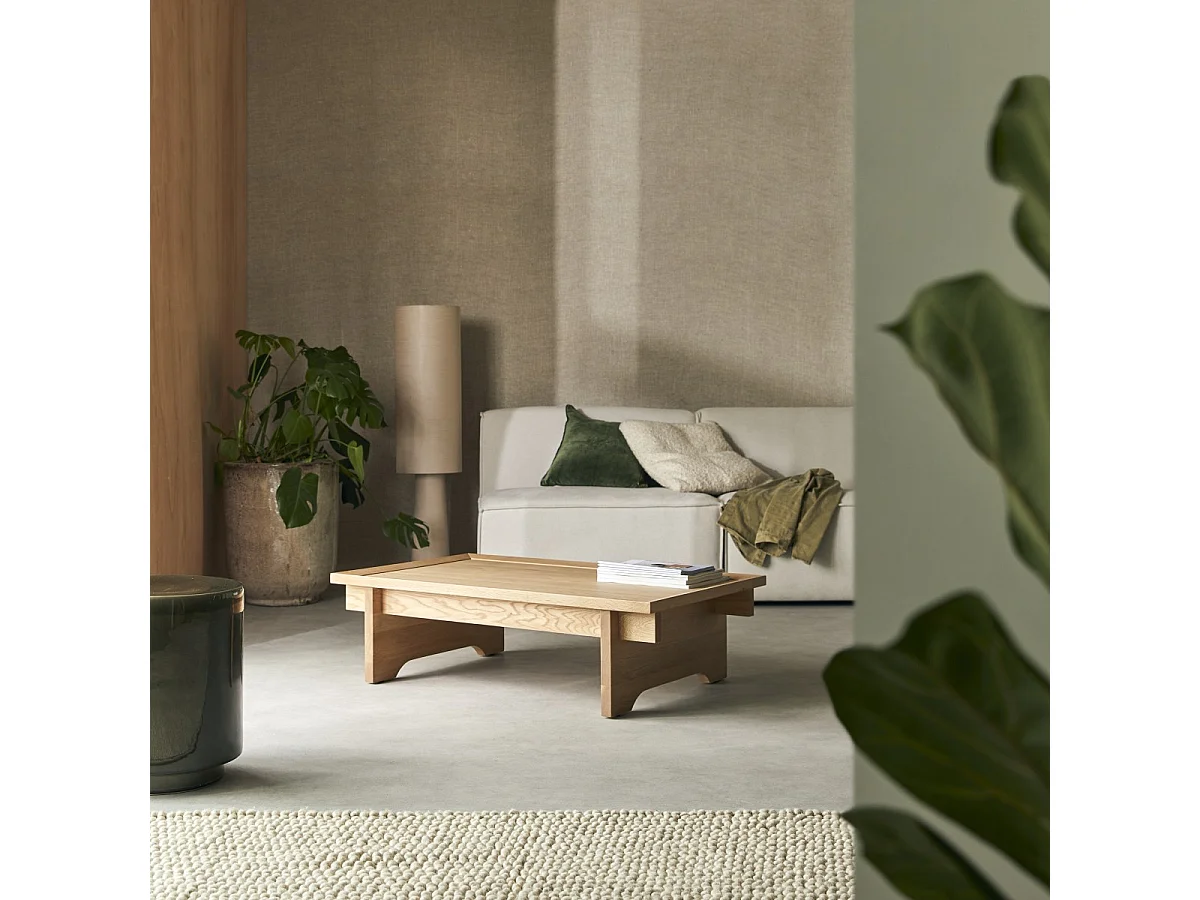 Rechteckiger Couchtisch aus massiver Eiche Miu