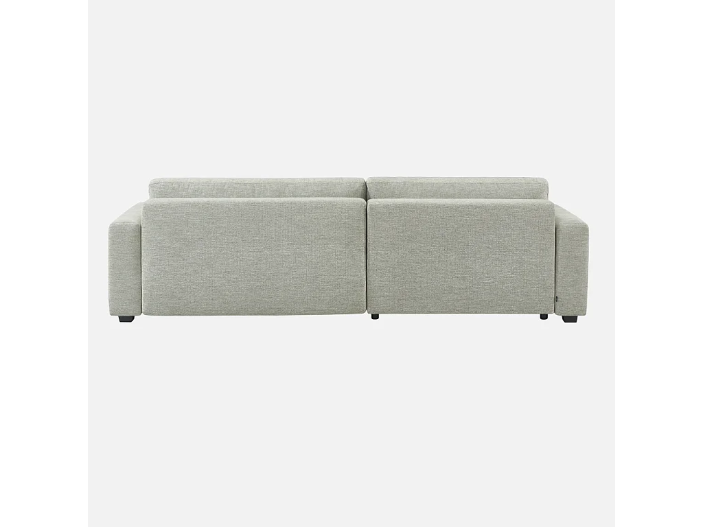 Canapé d'angle gauche convertible 3 places tissu avec coffre gris clair - Wide