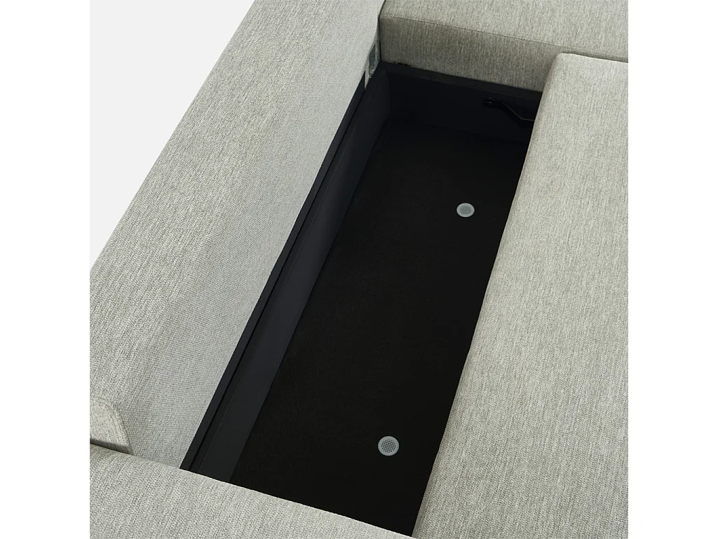 Canapé d'angle gauche convertible 3 places tissu avec coffre gris clair - Wide
