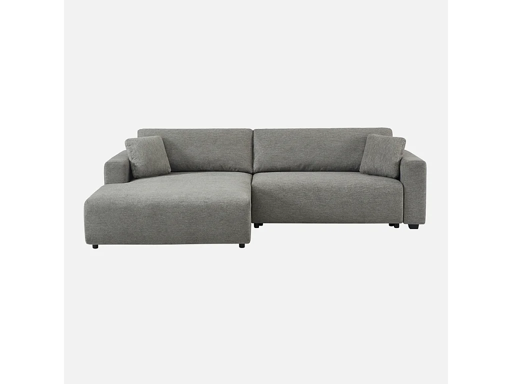 Canapé d'angle gauche convertible 3 places tissu avec coffre gris foncé - Wide