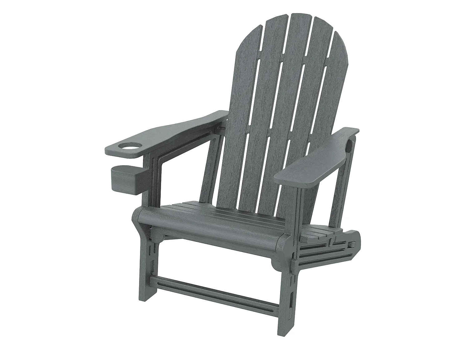 ML-Design Sedia adirondack da giardino grigia con portabicchieri in plastica effetto legno sedia a sdraio poltrona da esterno resistente alle intemper