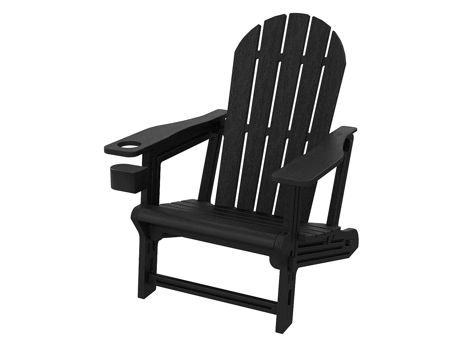 ML-Design Sedia adirondack da giardino nera con portabicchieri in plastica effetto legno sedia a sdraio poltrona da esterno resistente alle intemperie