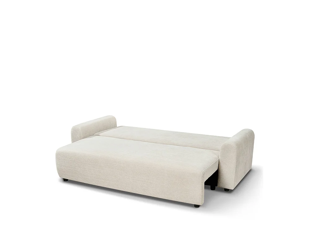 Pol - Canapé convertible 3 places en velours côtelé - Beige