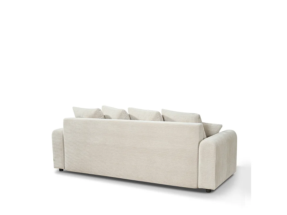 Pol - Canapé convertible 3 places en velours côtelé - Beige