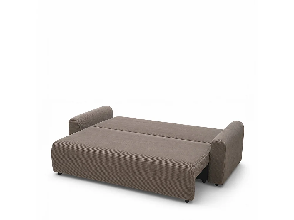 Pol - Canapé convertible 3 places en velours côtelé - Taupe
