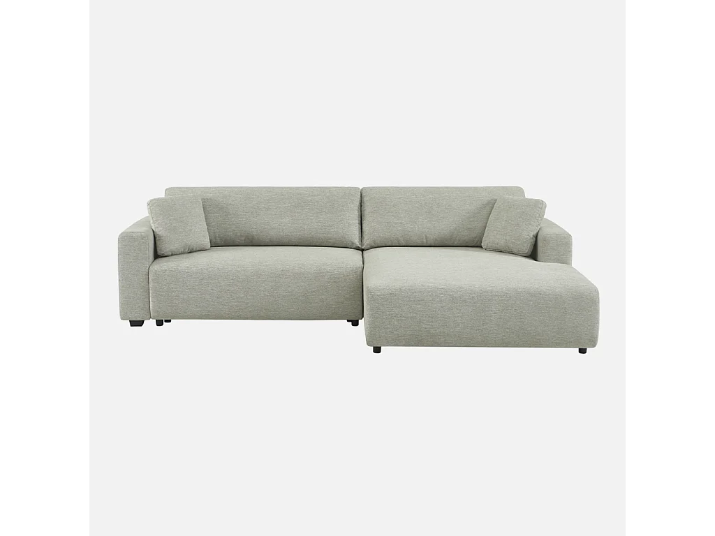 Canapé d'angle droit convertible 3 places tissu avec coffre gris clair - Wide