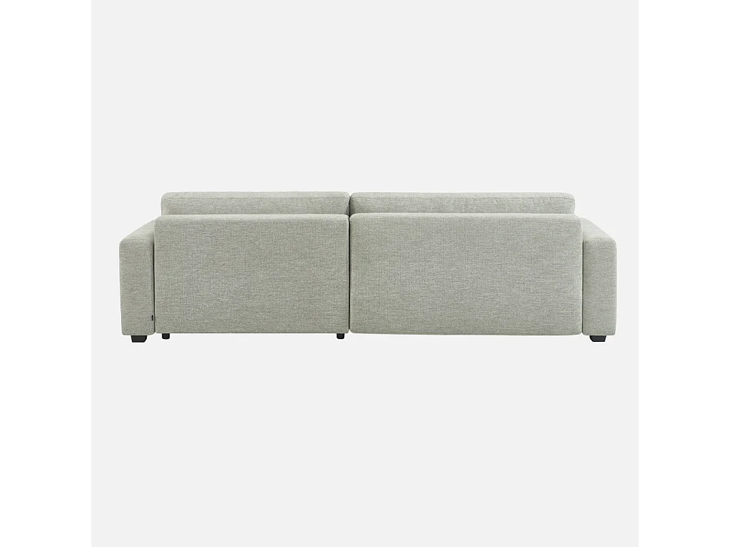 Canapé d'angle droit convertible 3 places tissu avec coffre gris clair - Wide
