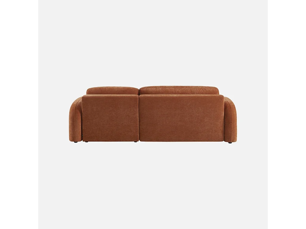 Sofá cama esquinero de tela con arcón, 3 plazas  terracota