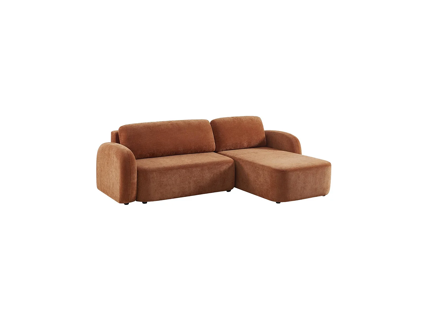 Sofá cama esquinero de tela con arcón, 3 plazas  terracotta