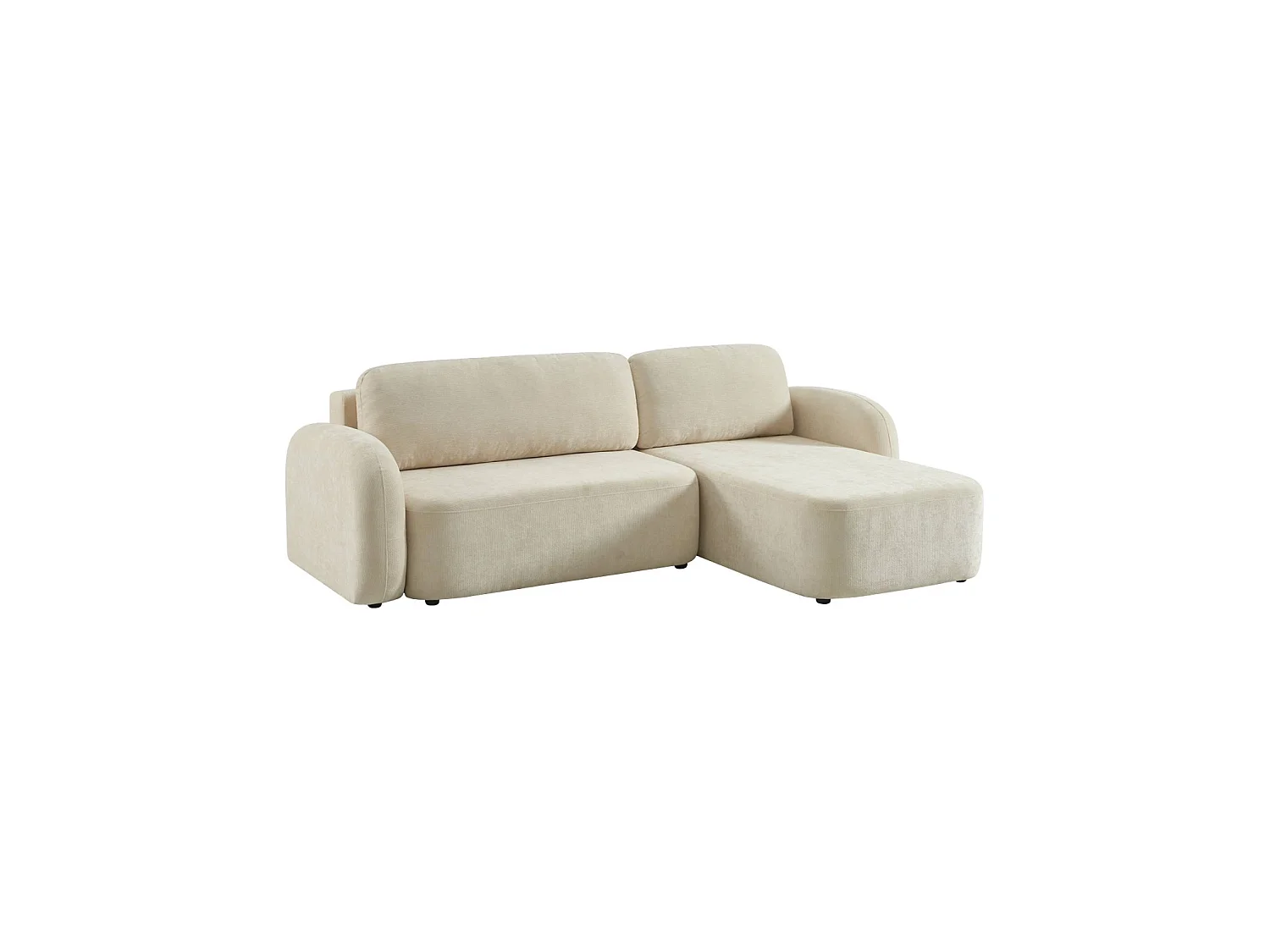 Canapé d'angle convertible 3 places réversible avec coffre en tissu blanc NOUMA
