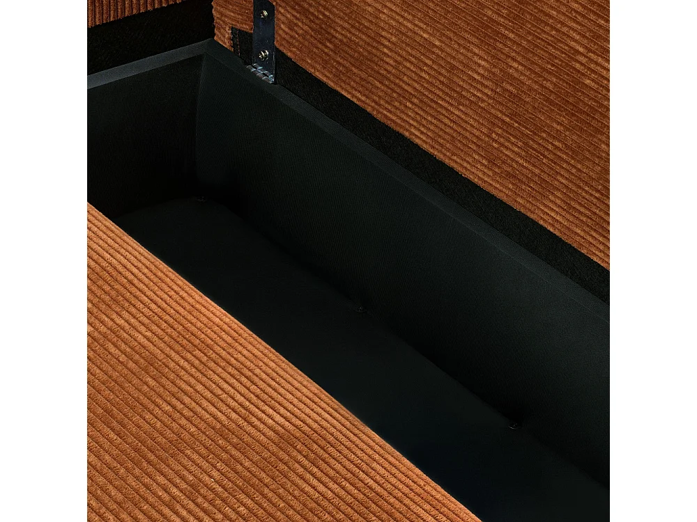 Pol - Canapé d'angle convertible réversible 4 places en velours côtelé - Rouille