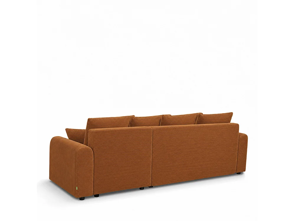 Pol - Canapé d'angle convertible réversible 4 places en velours côtelé - Rouille