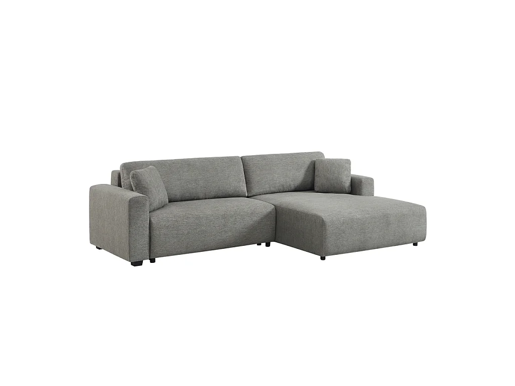 Canapé d'angle droit convertible 3 places tissu avec coffre gris foncé - Wide