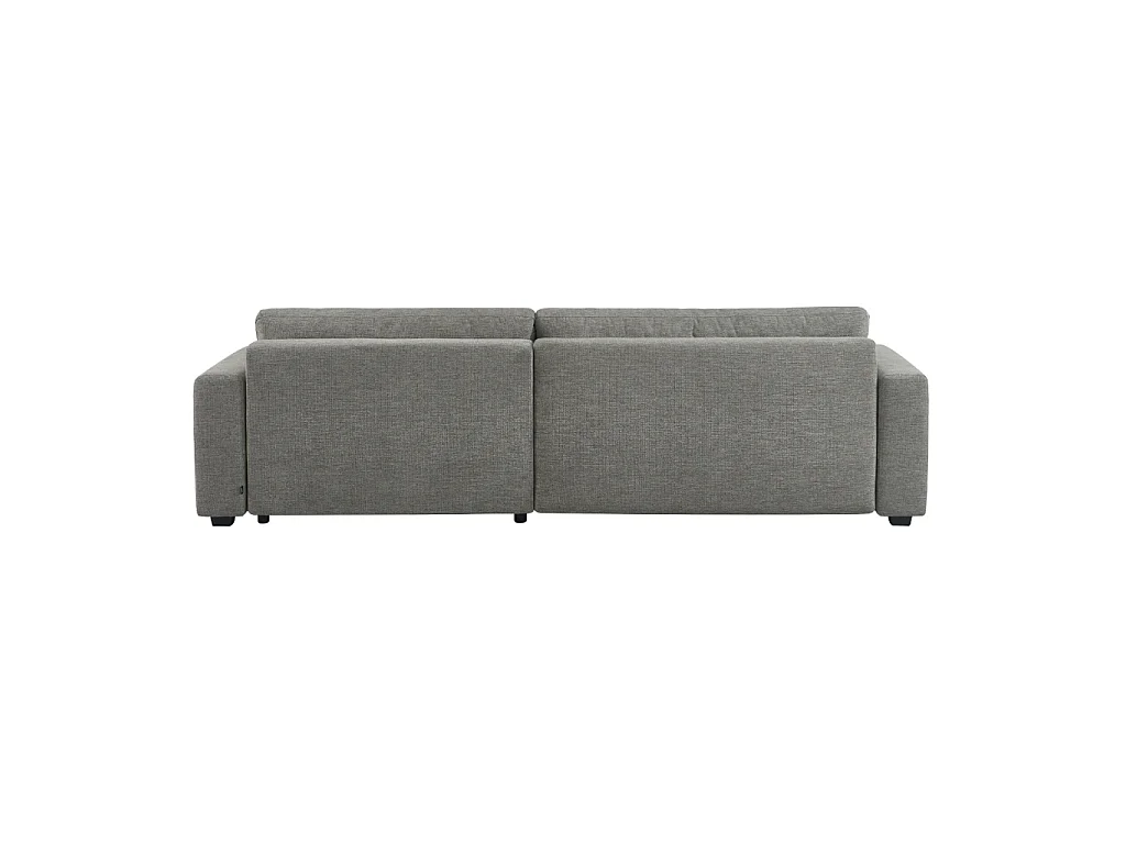 Canapé d'angle droit convertible 3 places tissu avec coffre gris foncé - Wide