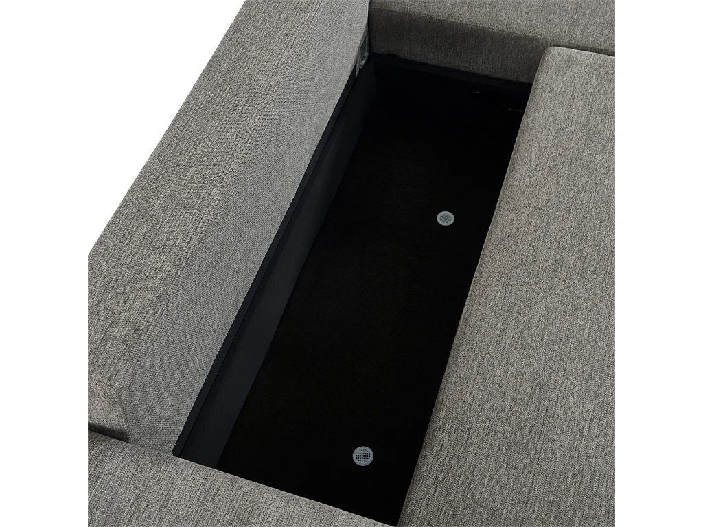 Canapé d'angle droit convertible 3 places tissu avec coffre gris foncé - Wide