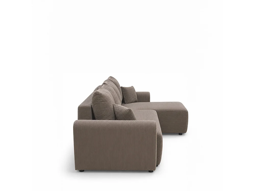 Pol - Canapé d'angle convertible réversible 4 places en velours côtelé - Taupe