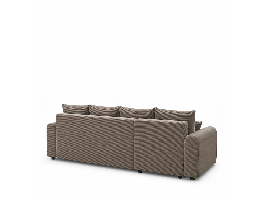 Pol - Canapé d'angle convertible réversible 4 places en velours côtelé - Taupe
