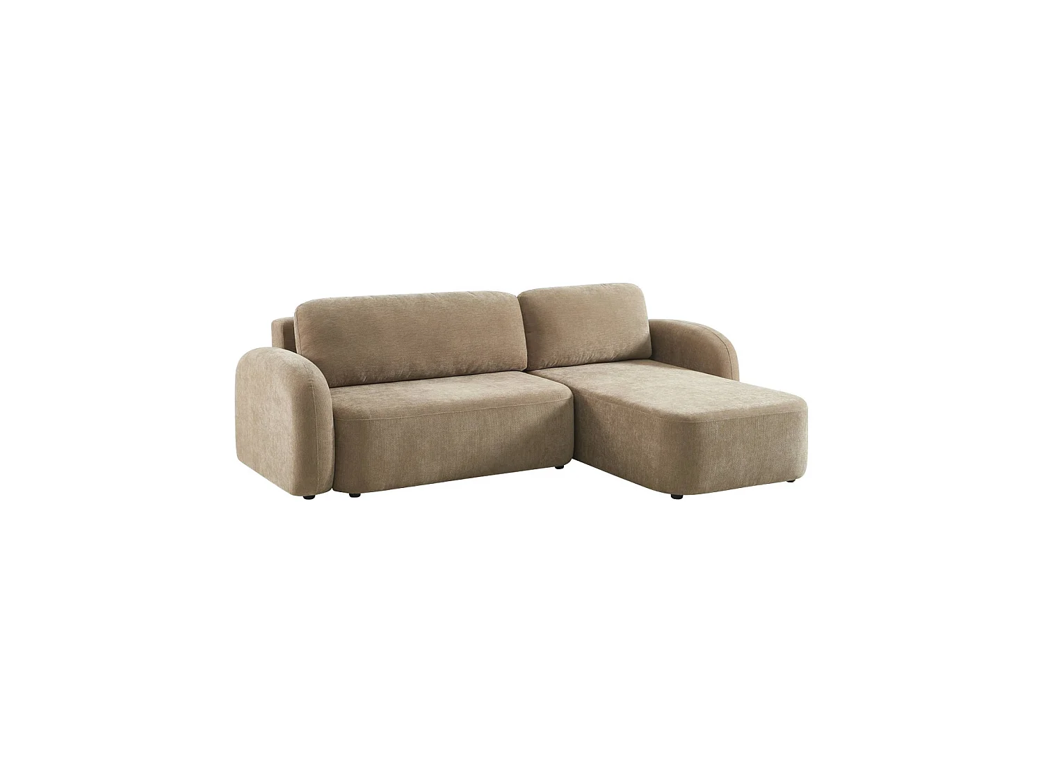 Canapé d'angle convertible 3 places réversible avec coffre en tissu taupe NOUMA