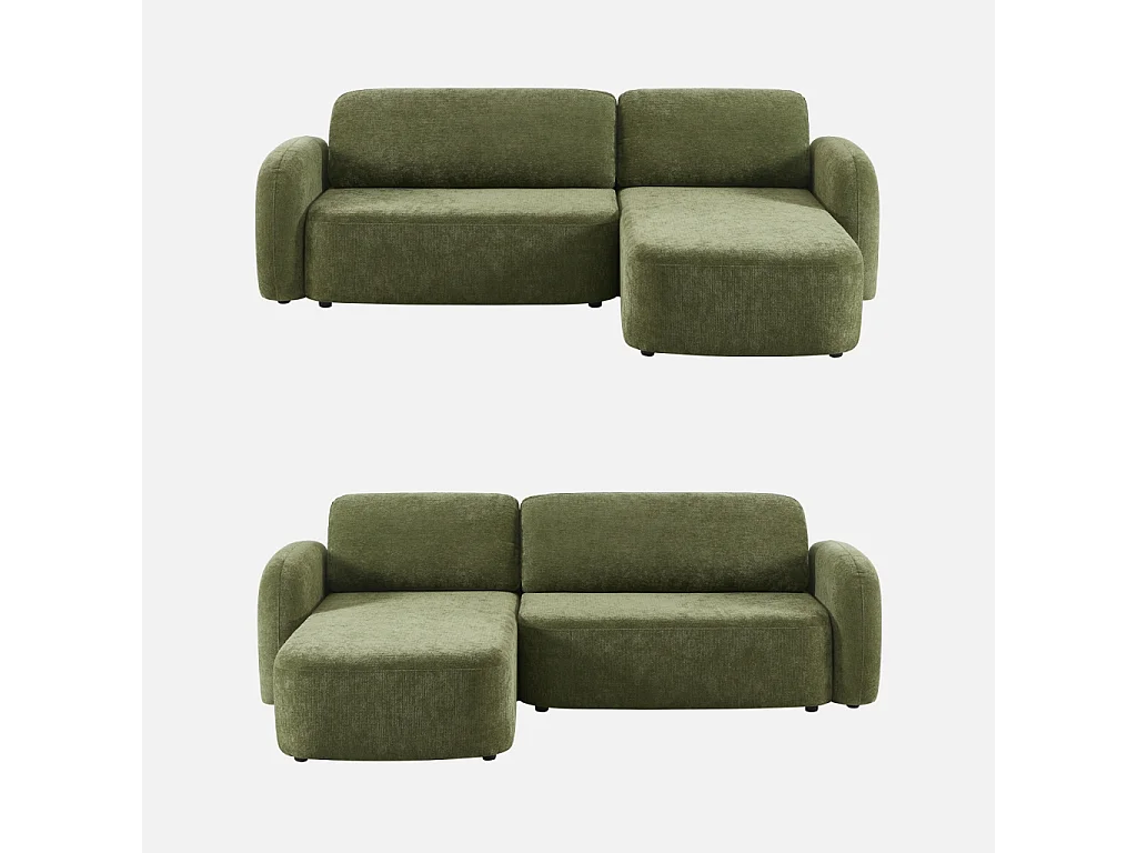 Sofá cama esquinero de tela con arcón, 3 plazas  verde