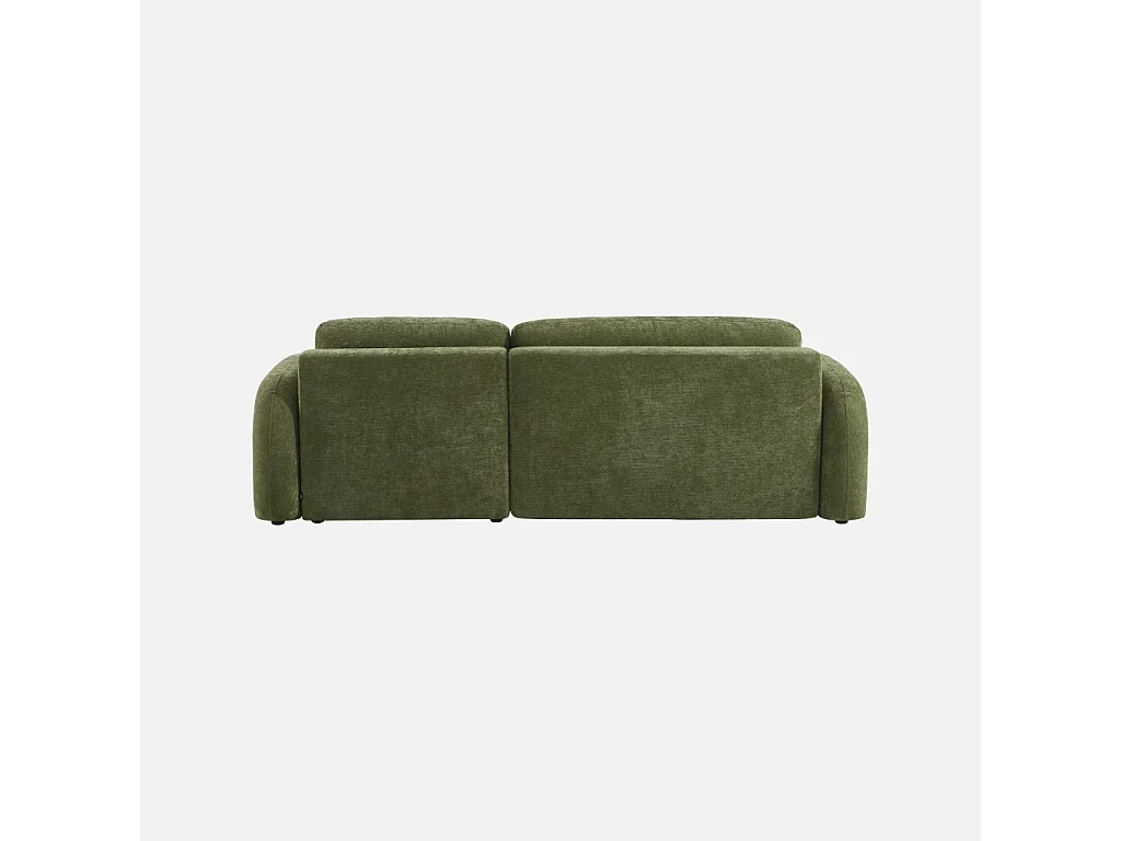 Sofá cama esquinero de tela con arcón, 3 plazas  verde