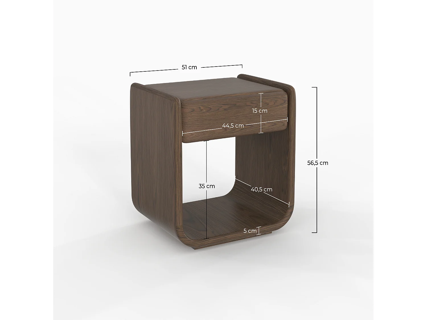 Table de chevet en placage noyer  - Eléa