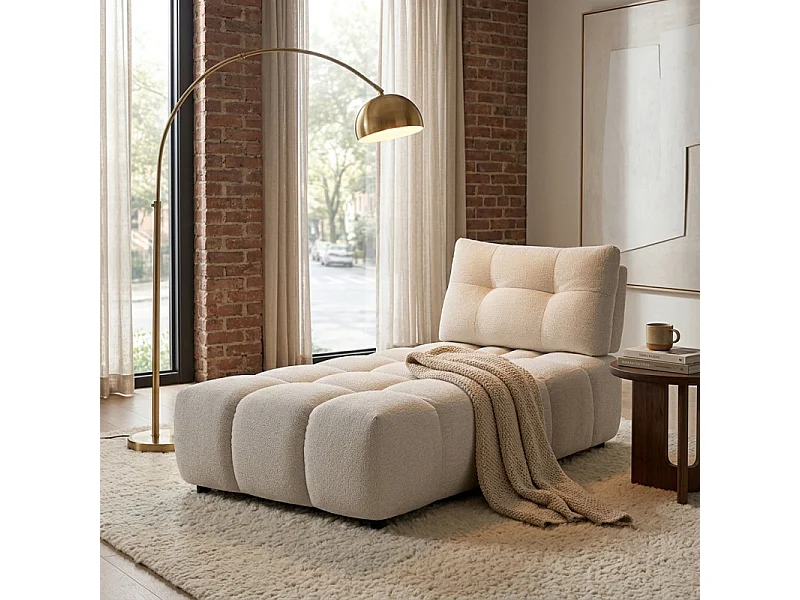 Méridienne modulable 1pl tissu blanc cassé dossier réglable – PAROV