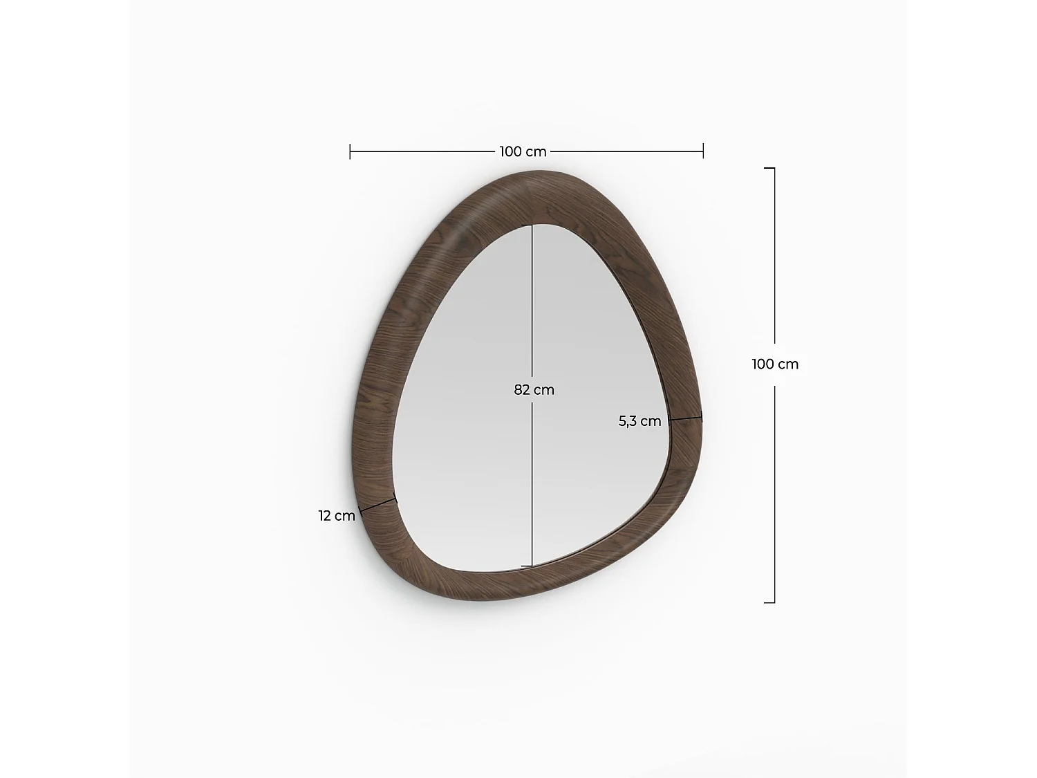 Miroir organique en placage noyer, D100 cm - Yoko