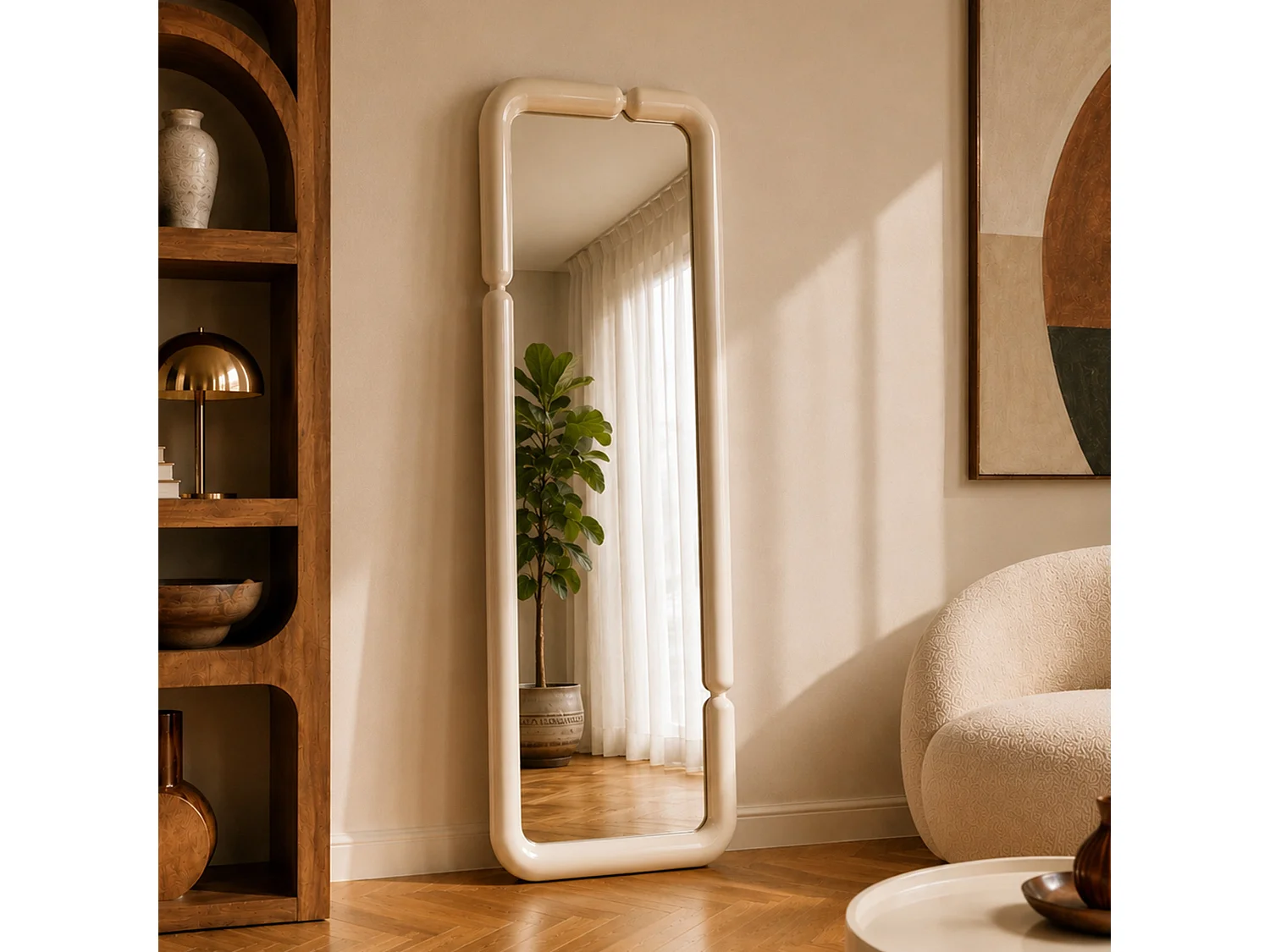 Miroir rectangulaire laqué blanc 160 x 60 cm - Silk