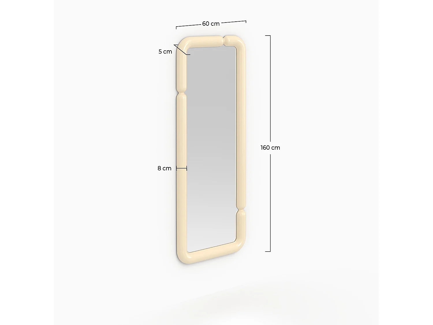 Miroir rectangulaire laqué blanc 160 x 60 cm - Silk