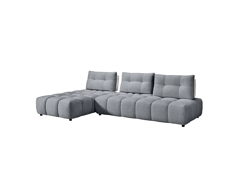 Canapé d'angle réversible tissu gris/blanc dossiers réglables – PAROV