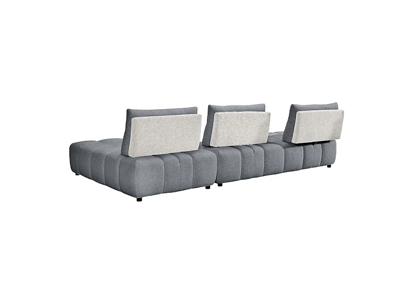 Canapé d'angle réversible tissu gris/blanc dossiers réglables – PAROV