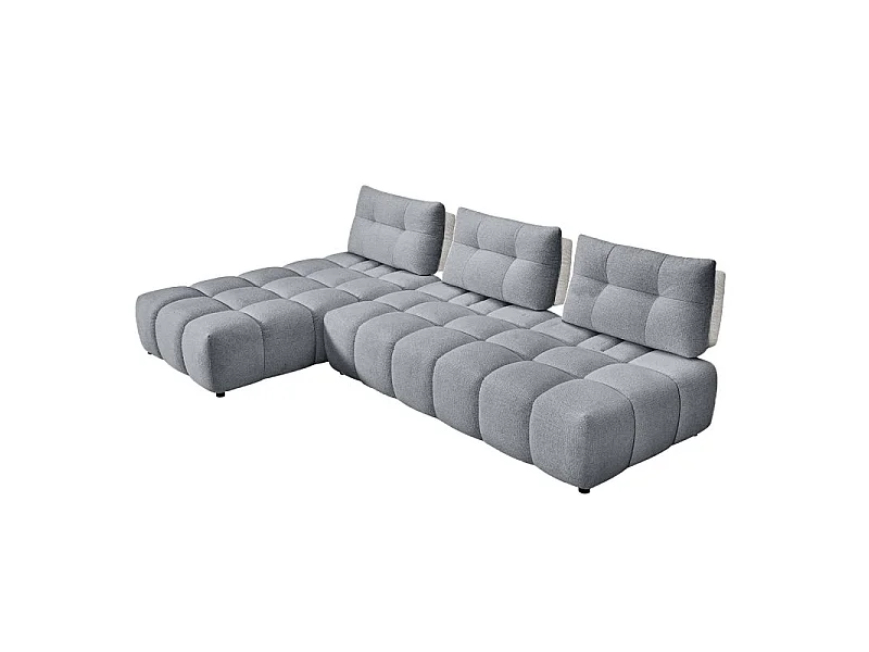 Canapé d'angle réversible tissu gris/blanc dossiers réglables – PAROV