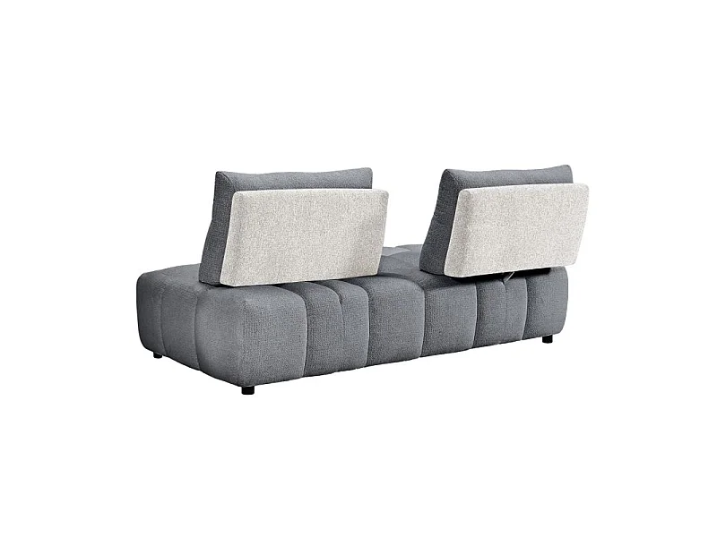 Canapé modulable 3pl tissu gris et blanc dossiers réglables – PAROV