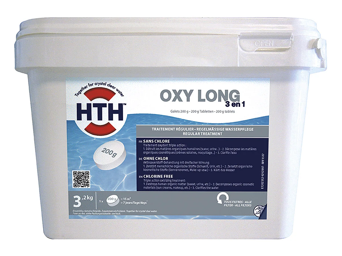 Oxygène actif 3 en 1 en galets 3,2 kg - HTH