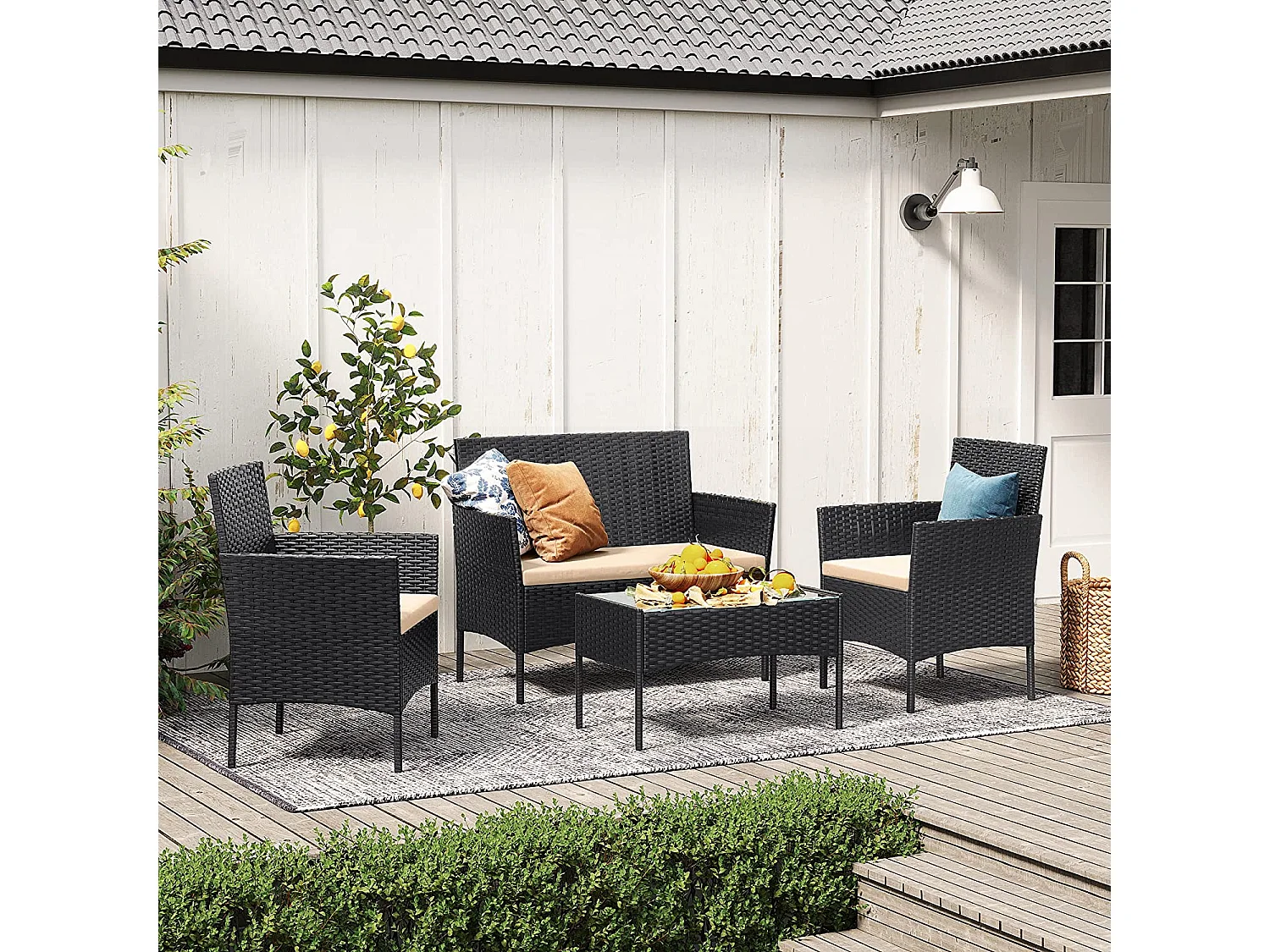 Set di mobili da giardino nero taupe
