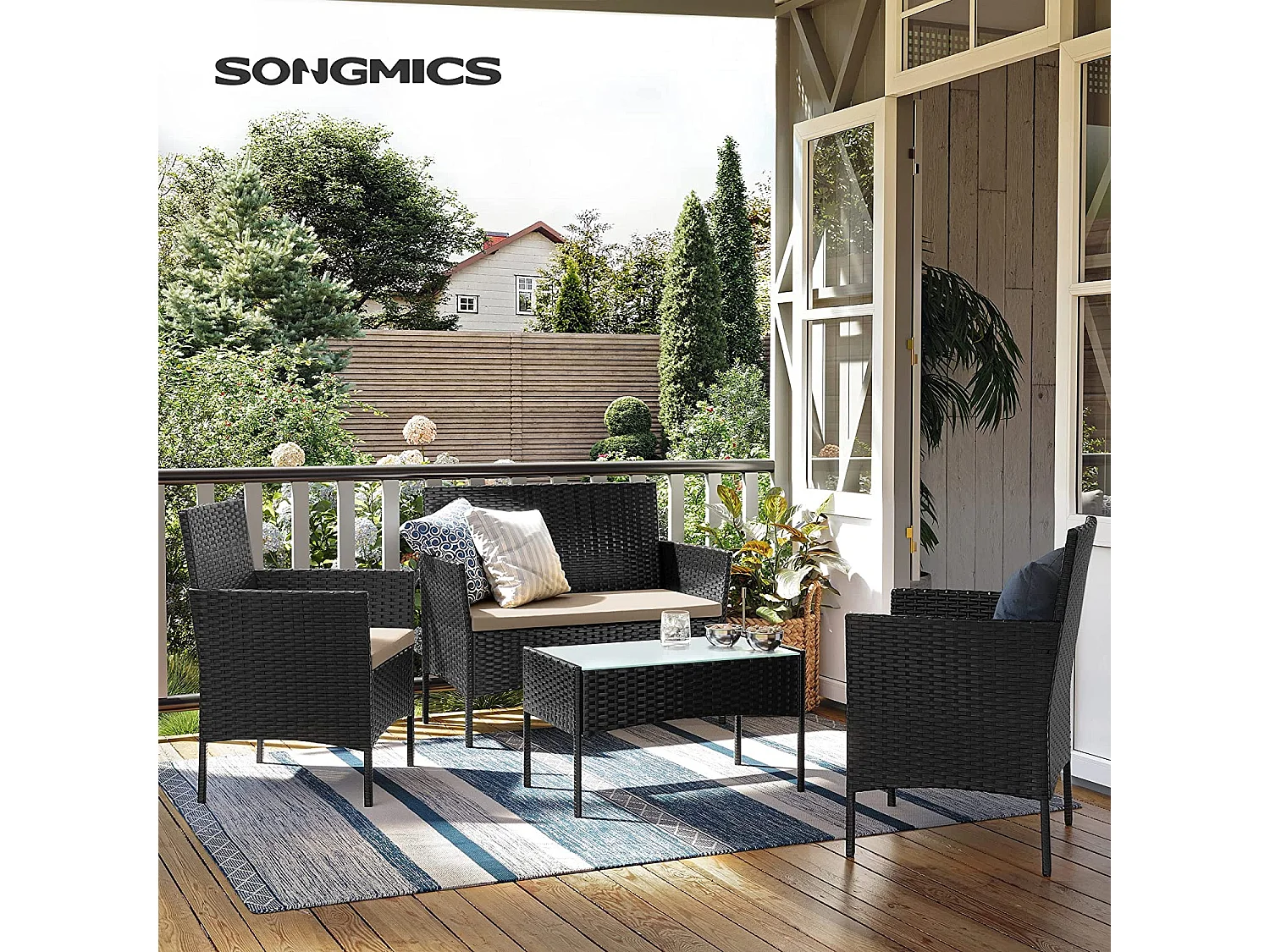 Set di mobili da giardino nero taupe
