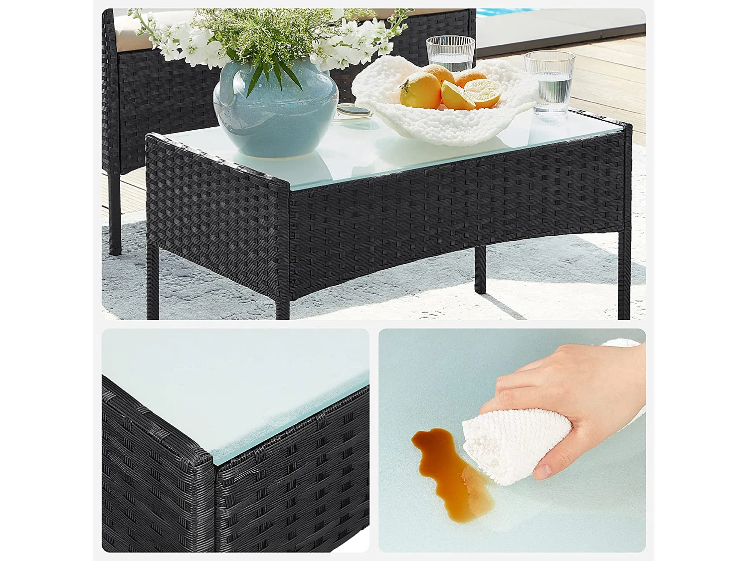 Set di mobili da giardino nero taupe