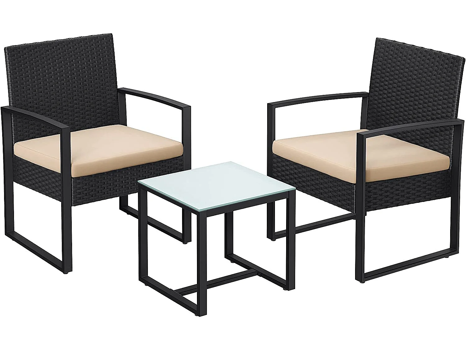 Ensemble de mobilier de jardin 59x57,5x76 cm noir beige