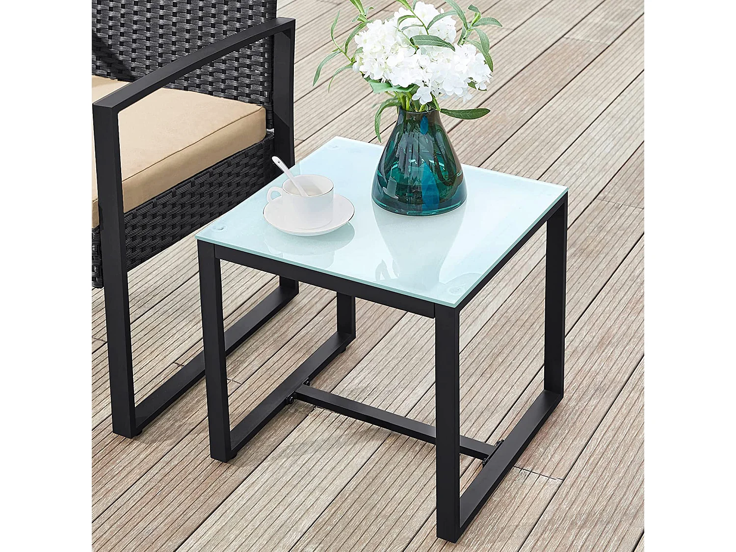 Ensemble de mobilier de jardin 59x57,5x76 cm noir beige