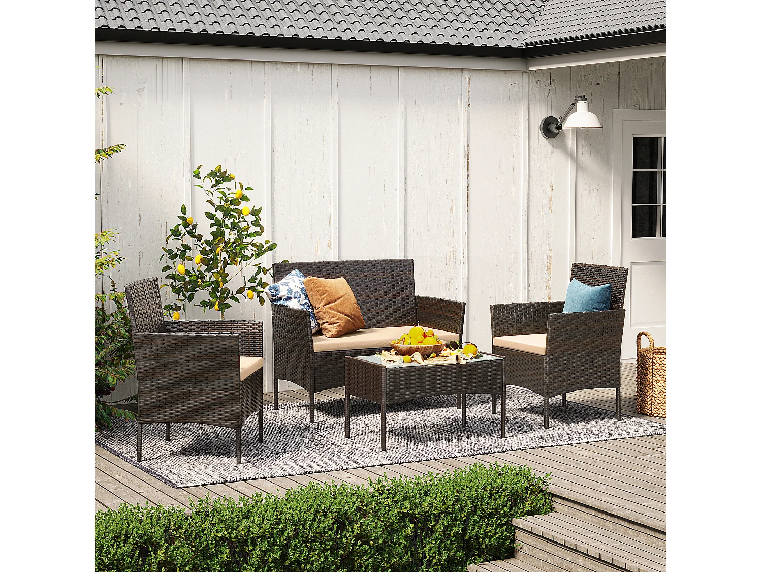 Tuinmeubelset bruin taupe